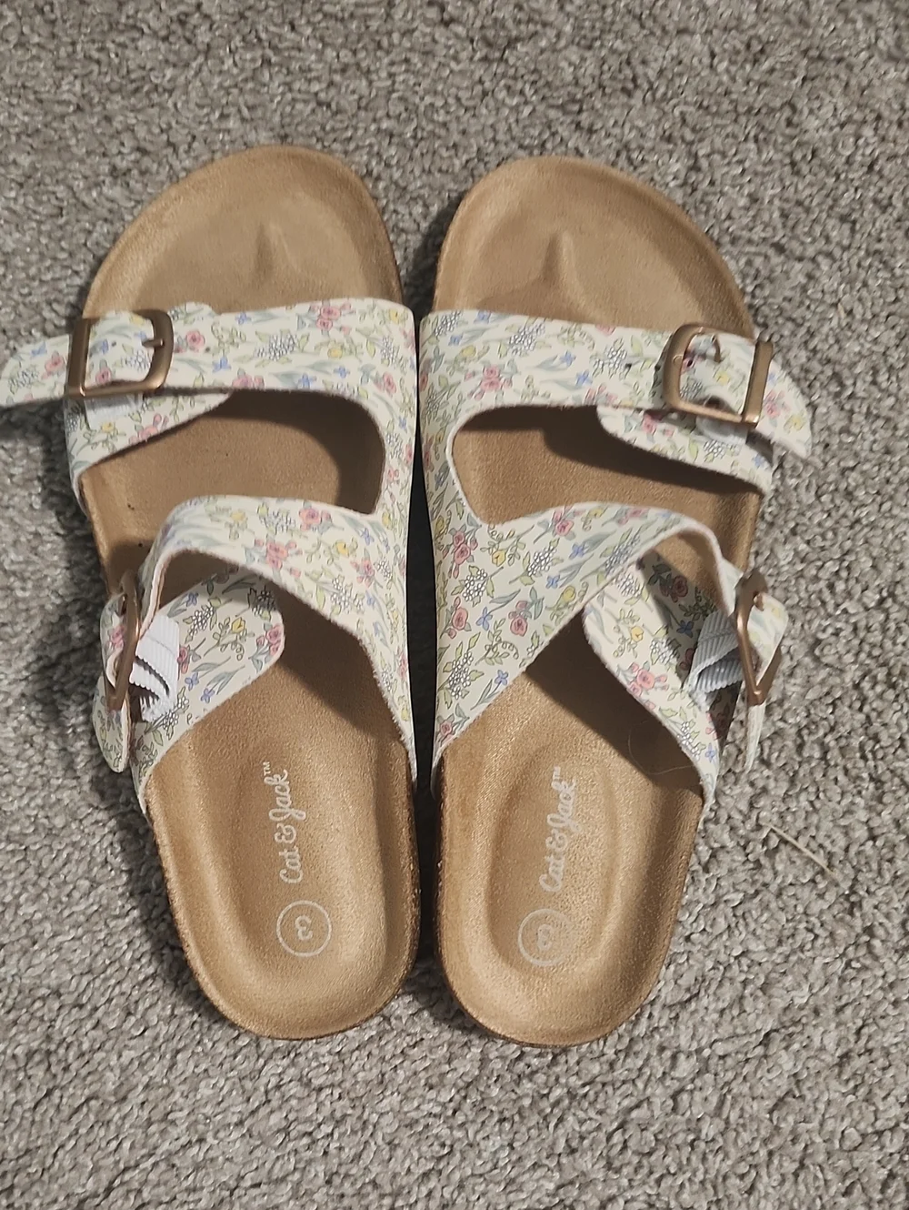 Cat & Jack White Floral Buckle Cross-Strap Sandals